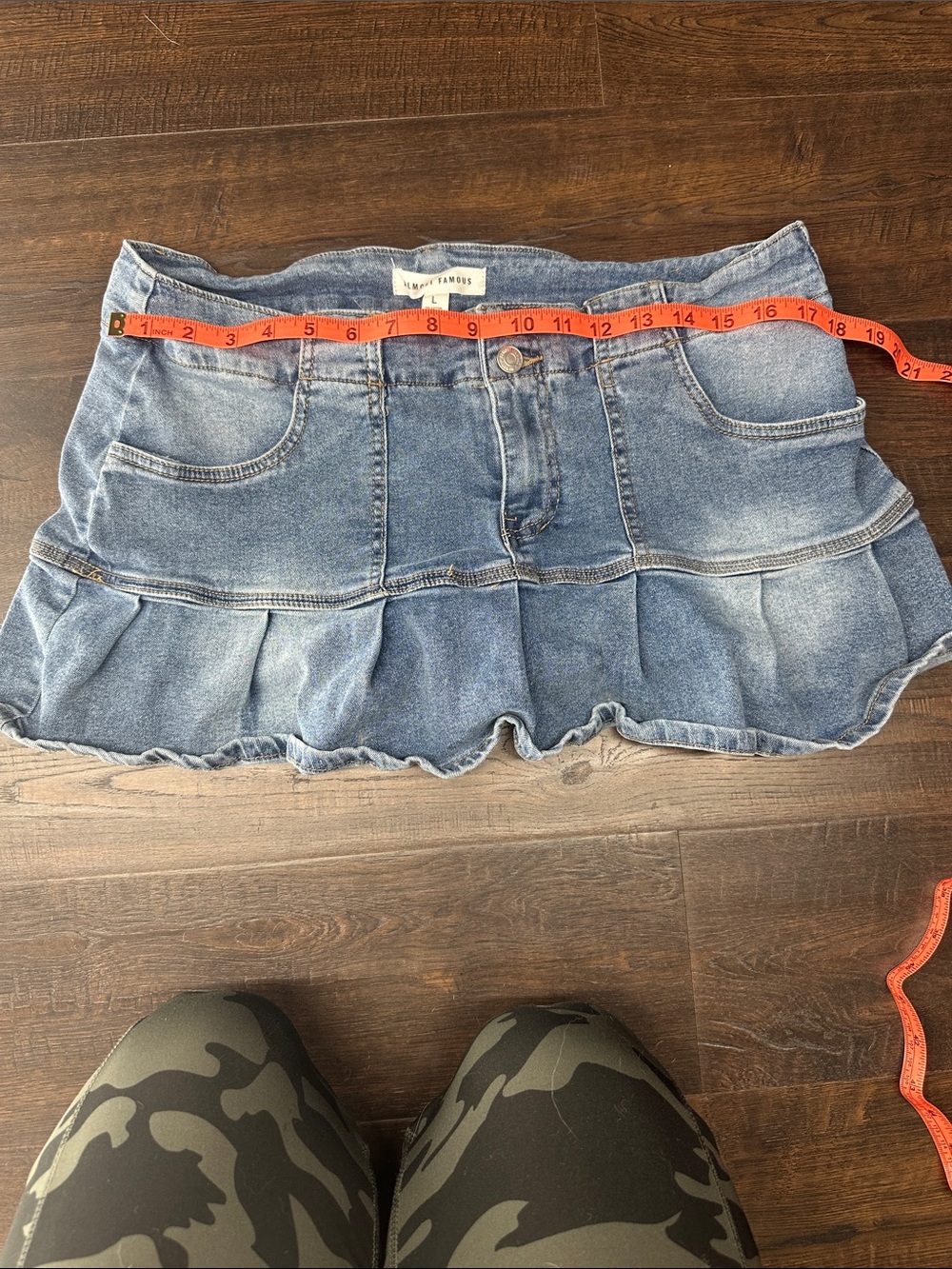 Almost Famous Light Blue Denim Mini Skirt with Button Detail c24 - Picture 2 of 4